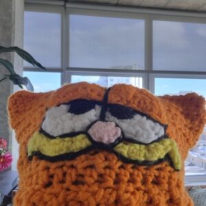 Hand Crocheted Garfield Cat Hat